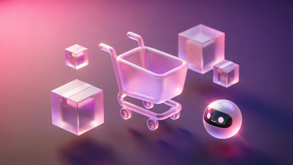 3D pink and purple chatbot interface for 24/7 AI Chatbot for Shopify | Fix Weekend Support Chaos