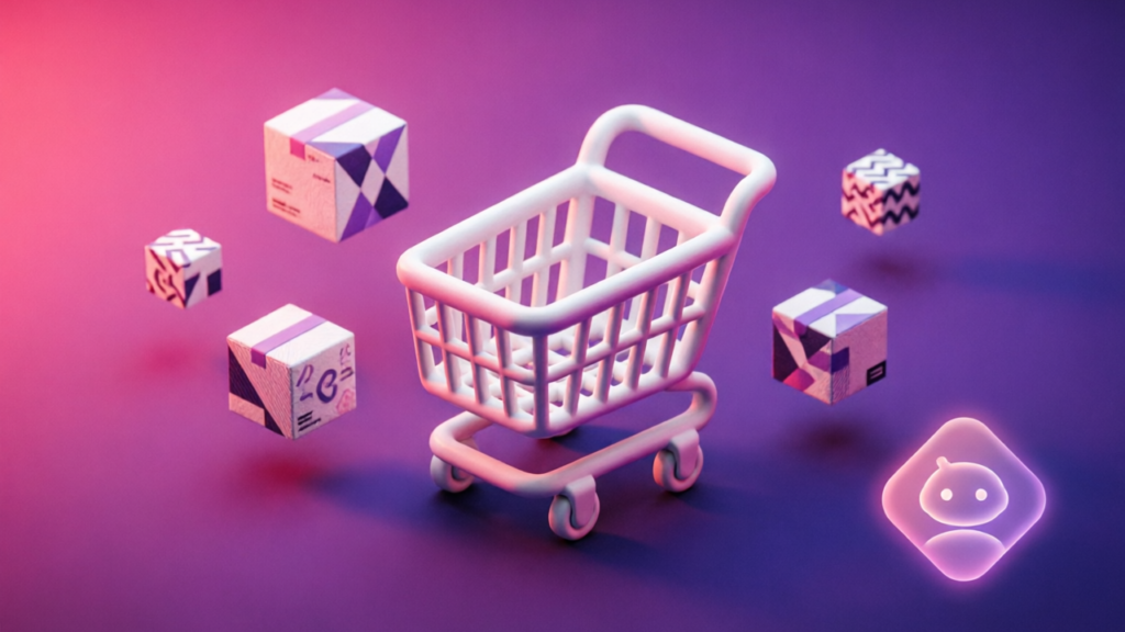 3D pink and purple chatbot interface for How to Add AI Product Assistant to Shopify Collection Pages