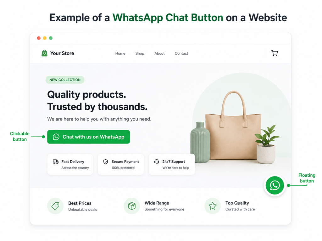 WhatsApp chat button example on website