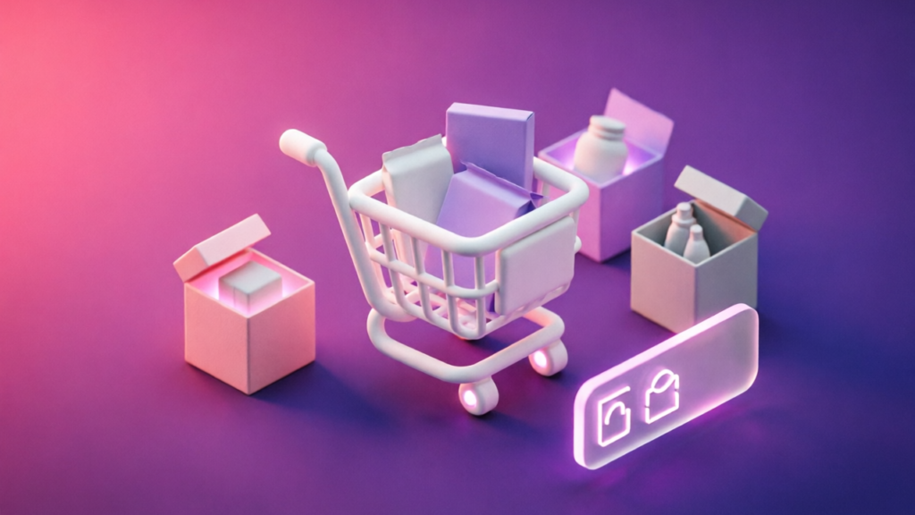 3D pink and purple chatbot interface for Best Ecommerce Chatbot Software for Shopify Stores (2026 Guide)