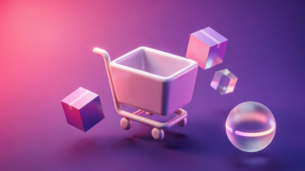 3D pink and purple chatbot interface for How to Automate Pre-Sales Questions on Shopify