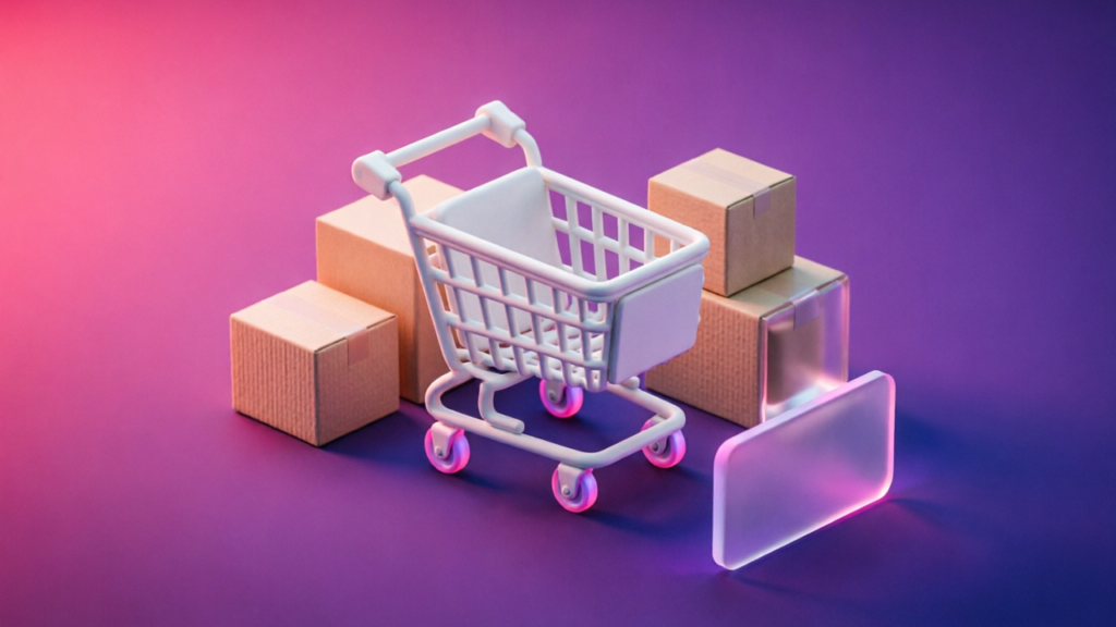 3D pink and purple chatbot interface for LiveAgent vs Shopify AI Chatbots: Cost Breakdown 2026
