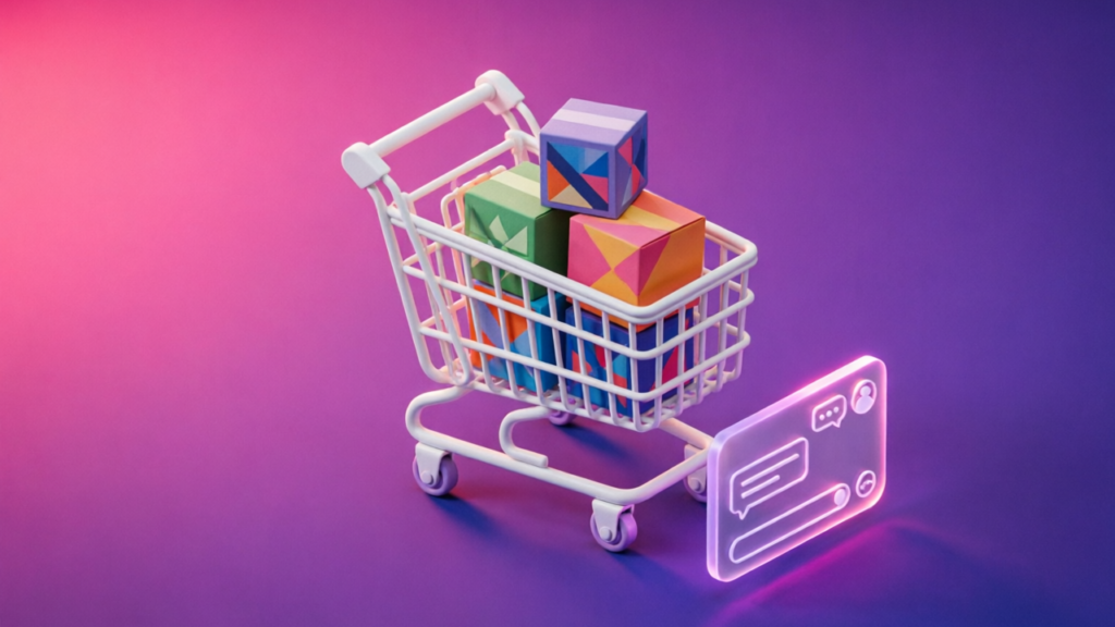 3D pink and purple chatbot interface for How to Reduce Customer Complaints on Shopify Using AI Chatbot (2026)