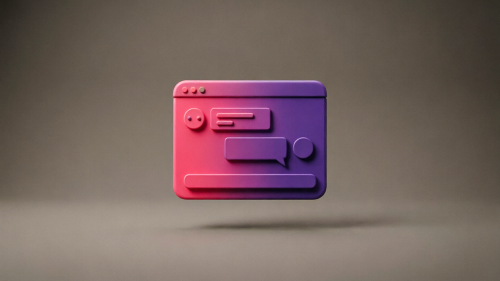 3D pink and purple chatbot interface for 5 Ways Social Media Chatbots Close Leads on Instagram and WhatsApp