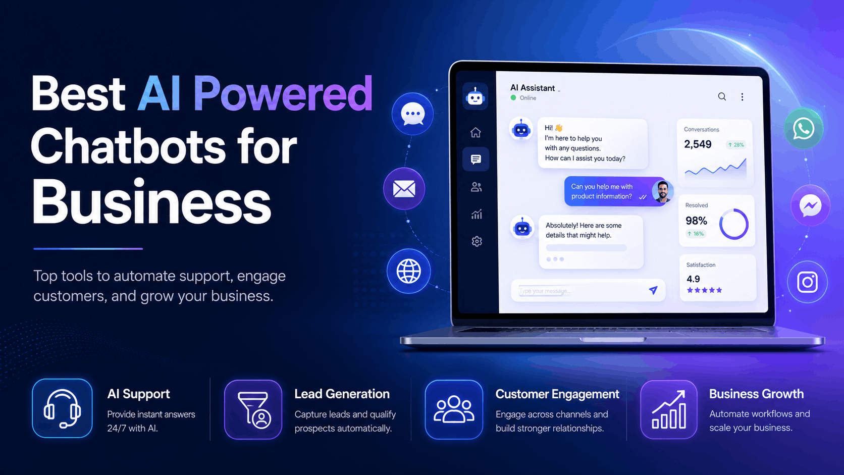 Read more about the article 13 Best AI-Powered Chatbots for Business in 2026 (Customer Support, Sales, and Service)