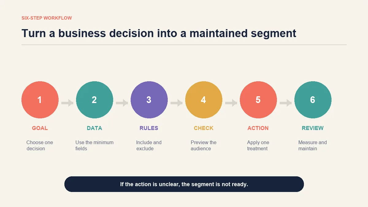 Customer segmentation workflow from goal to measurement