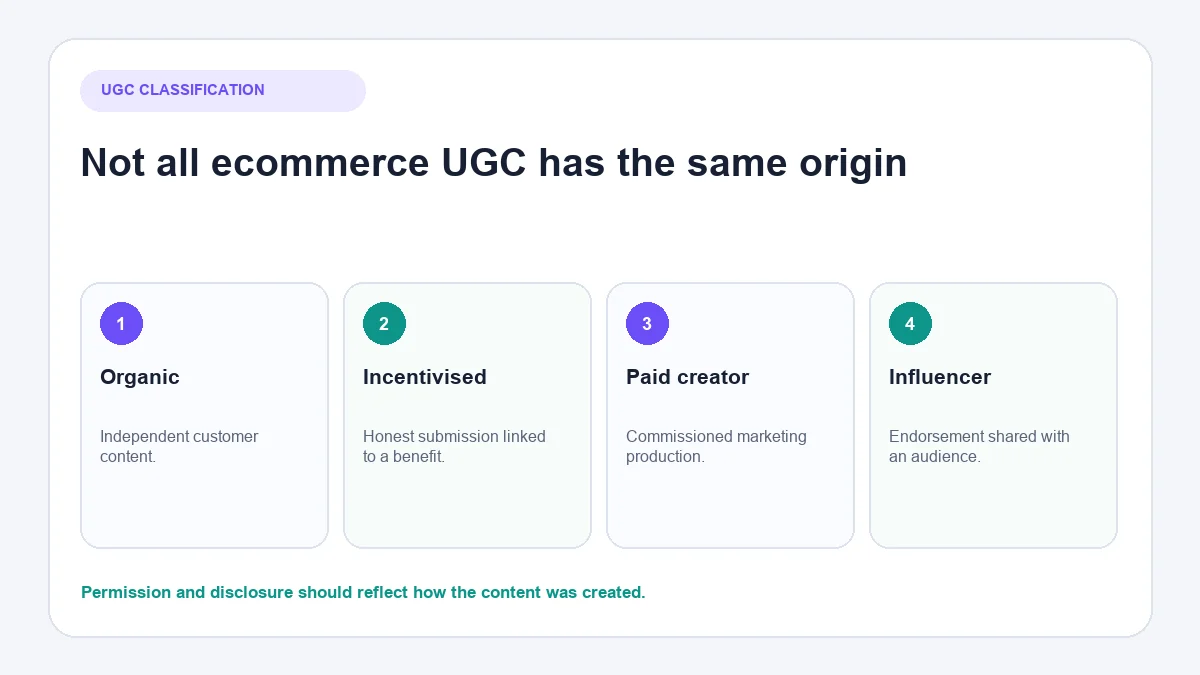 Organic UGC, incentivised reviews, creators and influencer content compared