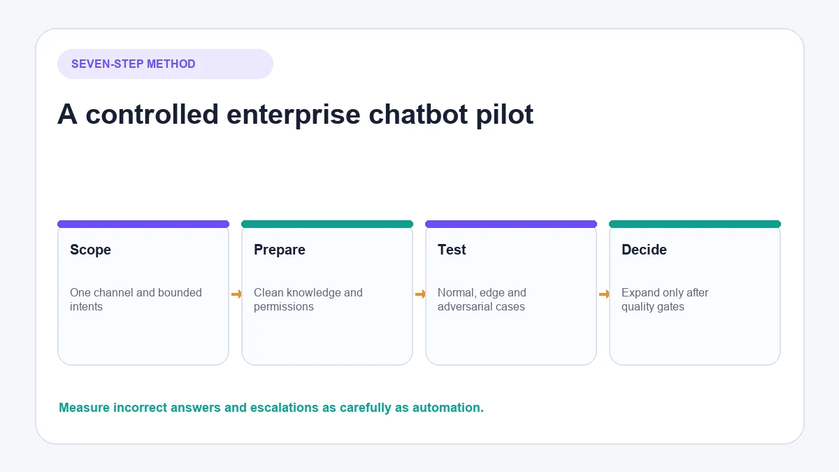 Seven step enterprise chatbot pilot plan
