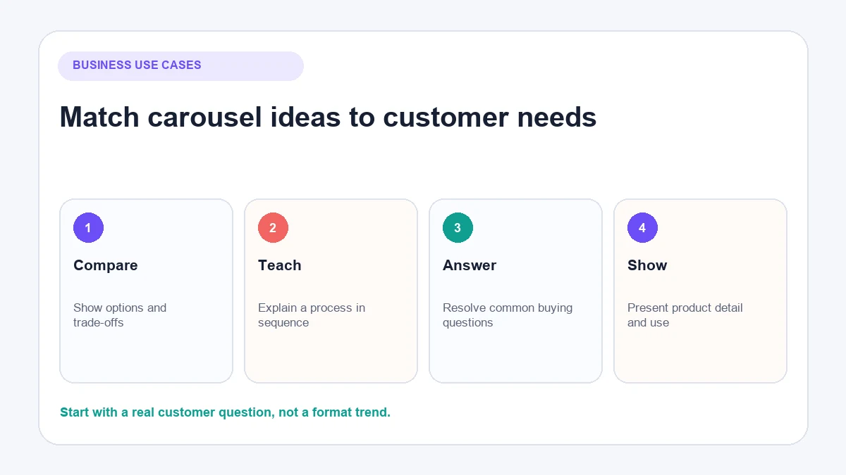 Instagram carousel ideas for comparisons, education, questions and product detail