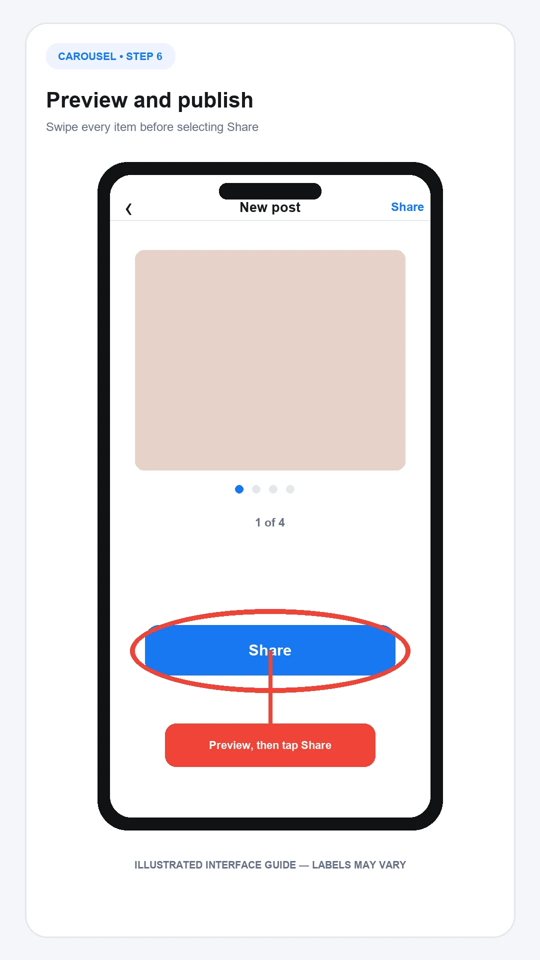 Preview every Instagram carousel slide before selecting Share