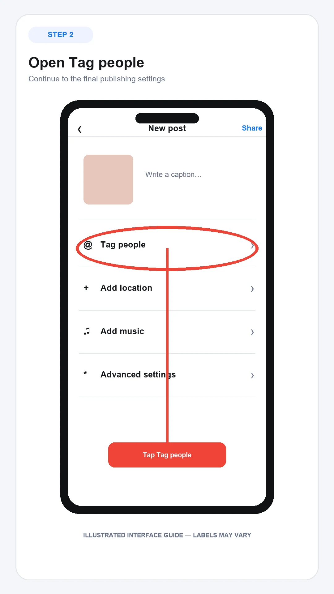 Tap Tag people in the Instagram publishing settings