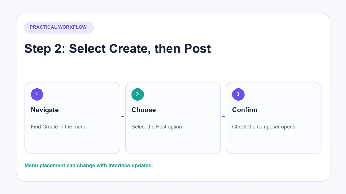 Selecting Create and Post on Instagram desktop