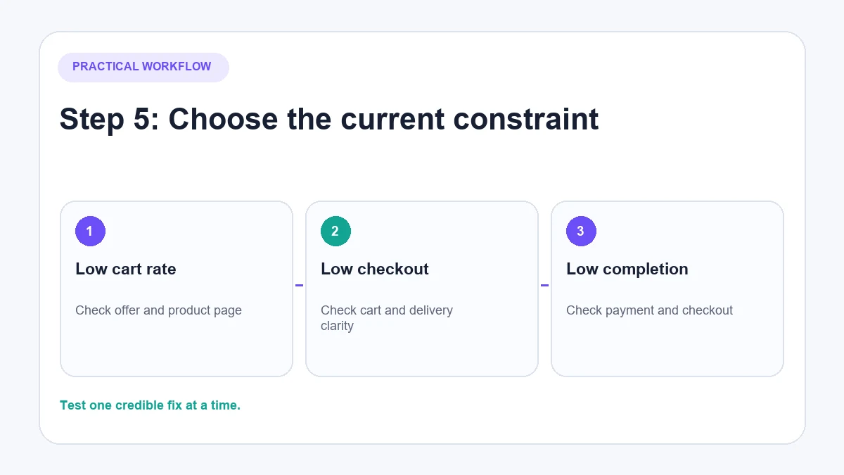 Shopify conversion-rate diagnostic decision tree