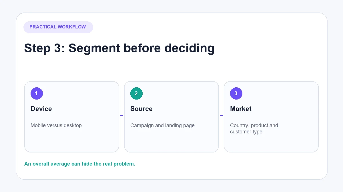 Comparing Shopify conversion by traffic segment