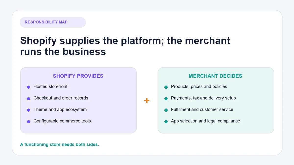 What Shopify provides compared with merchant responsibilities