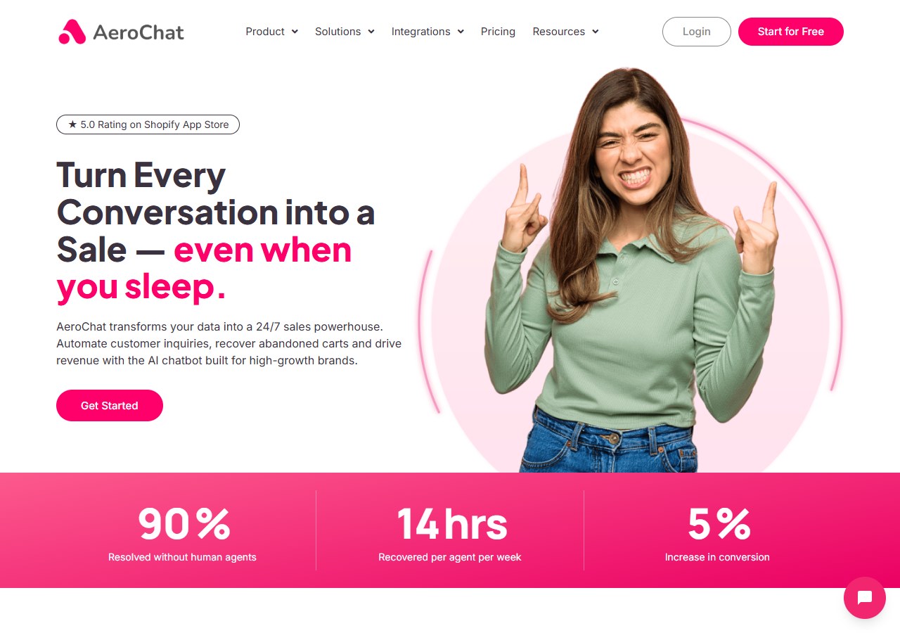 AeroChat AI chatbot using FAQ knowledge to answer ecommerce questions