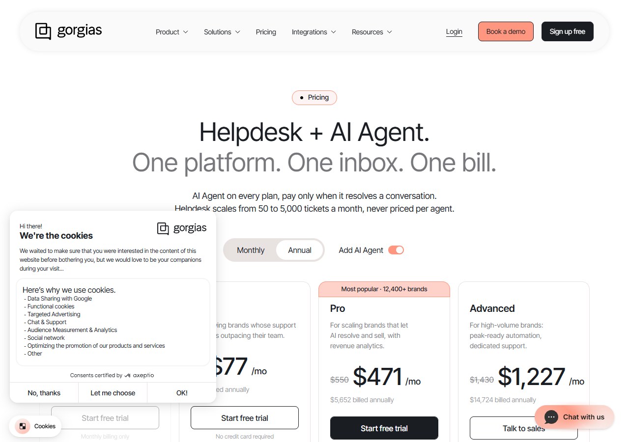 Gorgias pricing plans