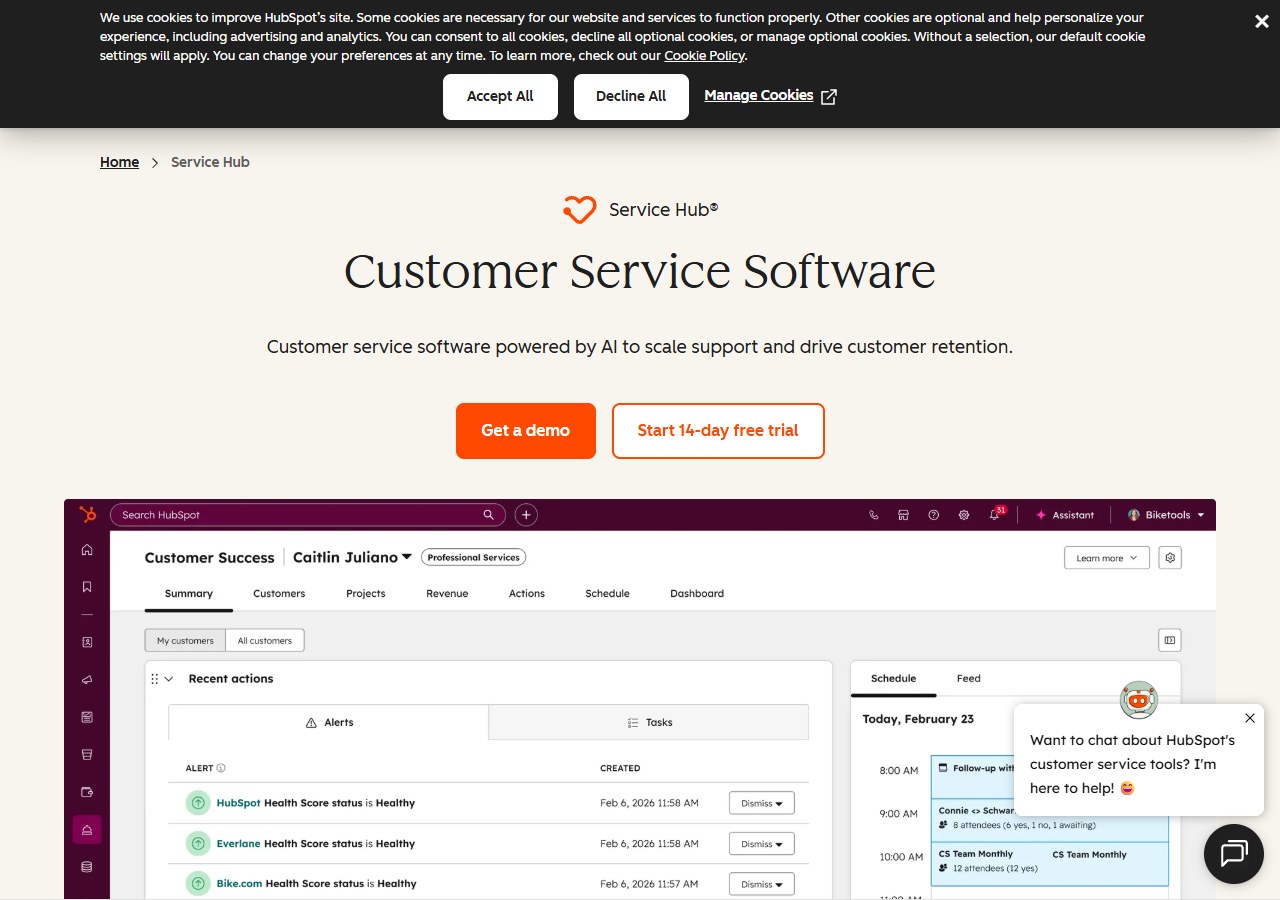 HubSpot Service Hub CRM-connected customer service
