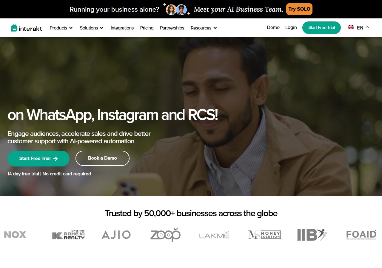 Interakt WhatsApp commerce chatbot
