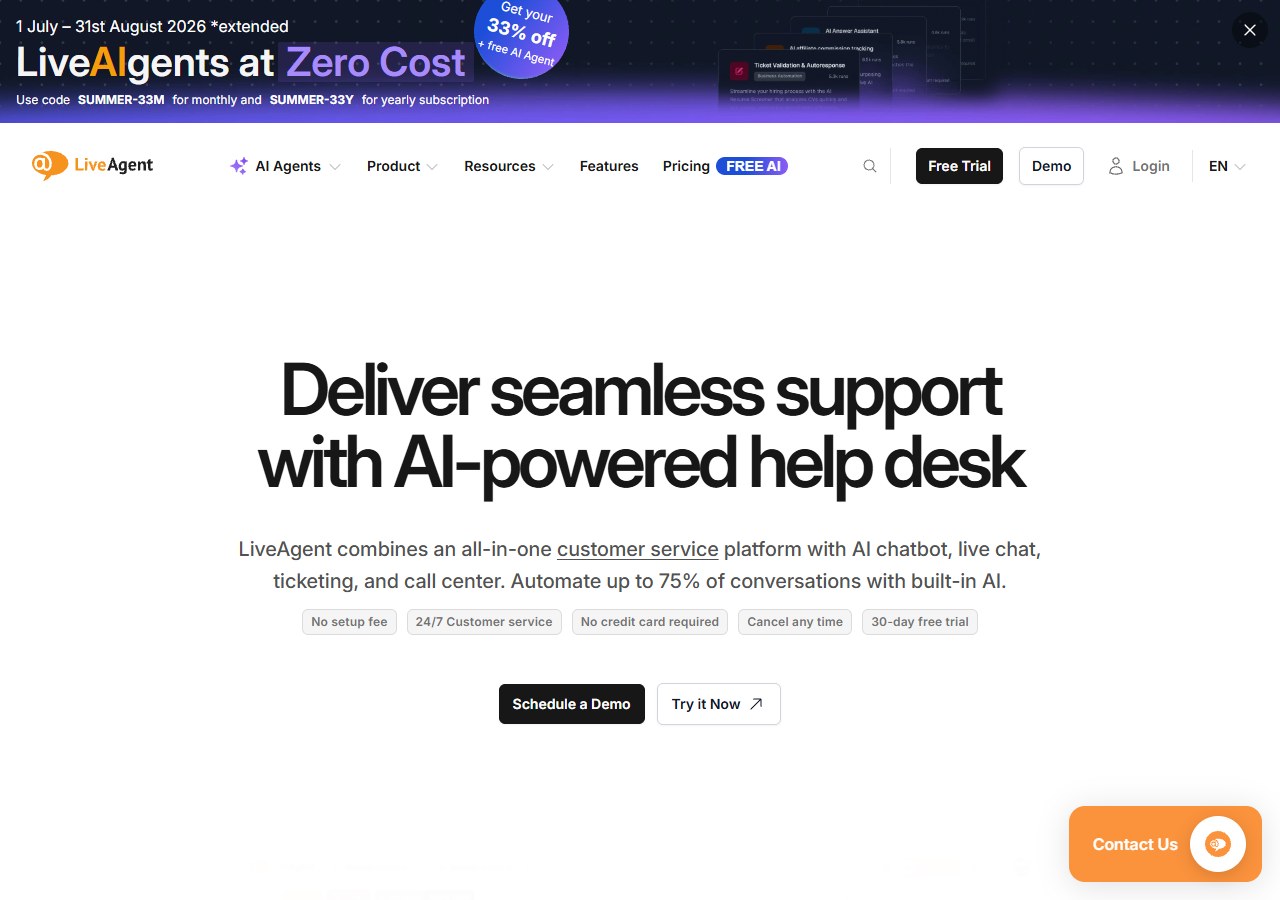 LiveAgent helpdesk ticketing and live chat
