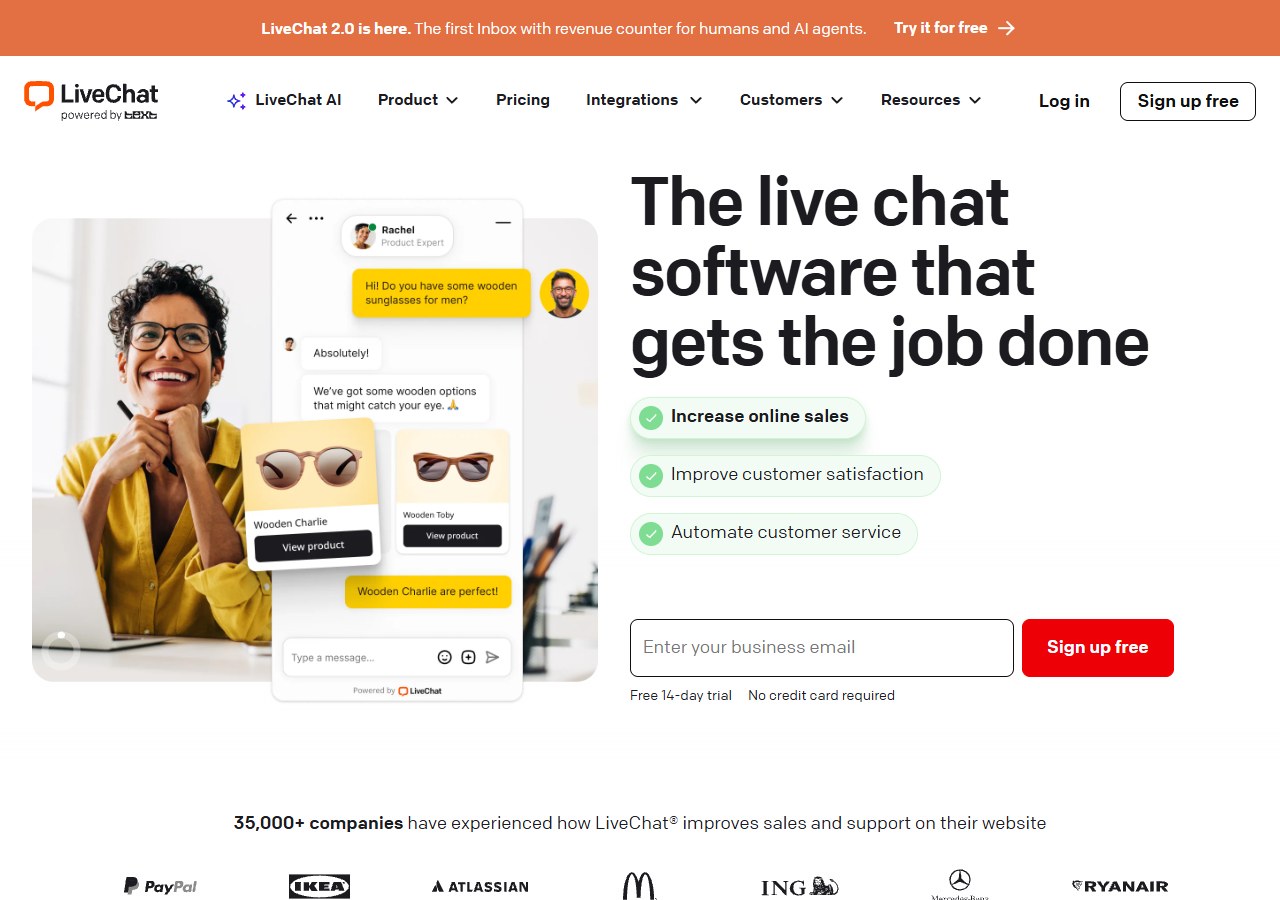 LiveChat customer service live chat software