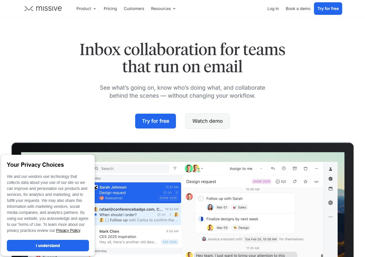 Missive collaborative email inbox for support teams