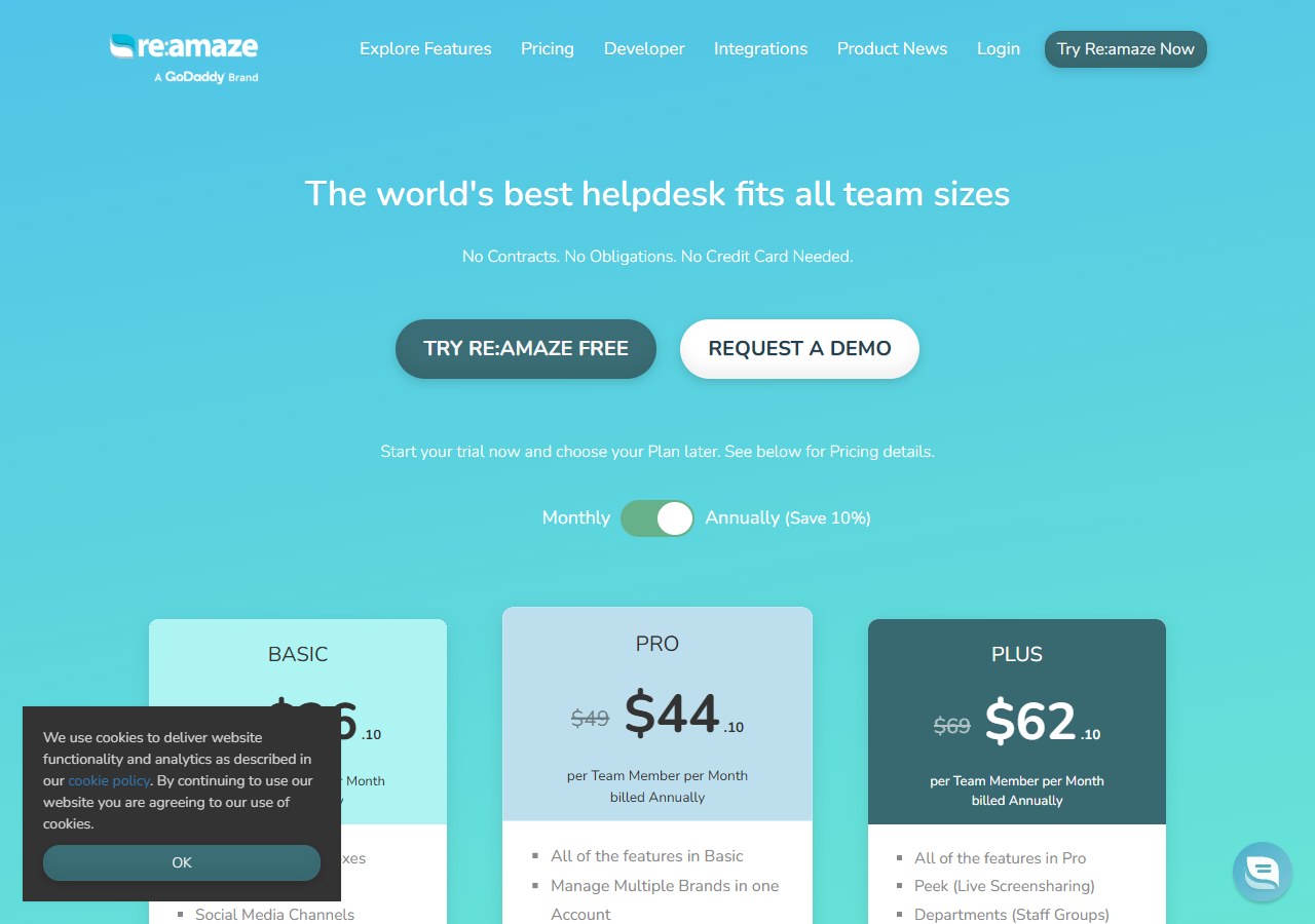 Re:amaze shopify pricing plan