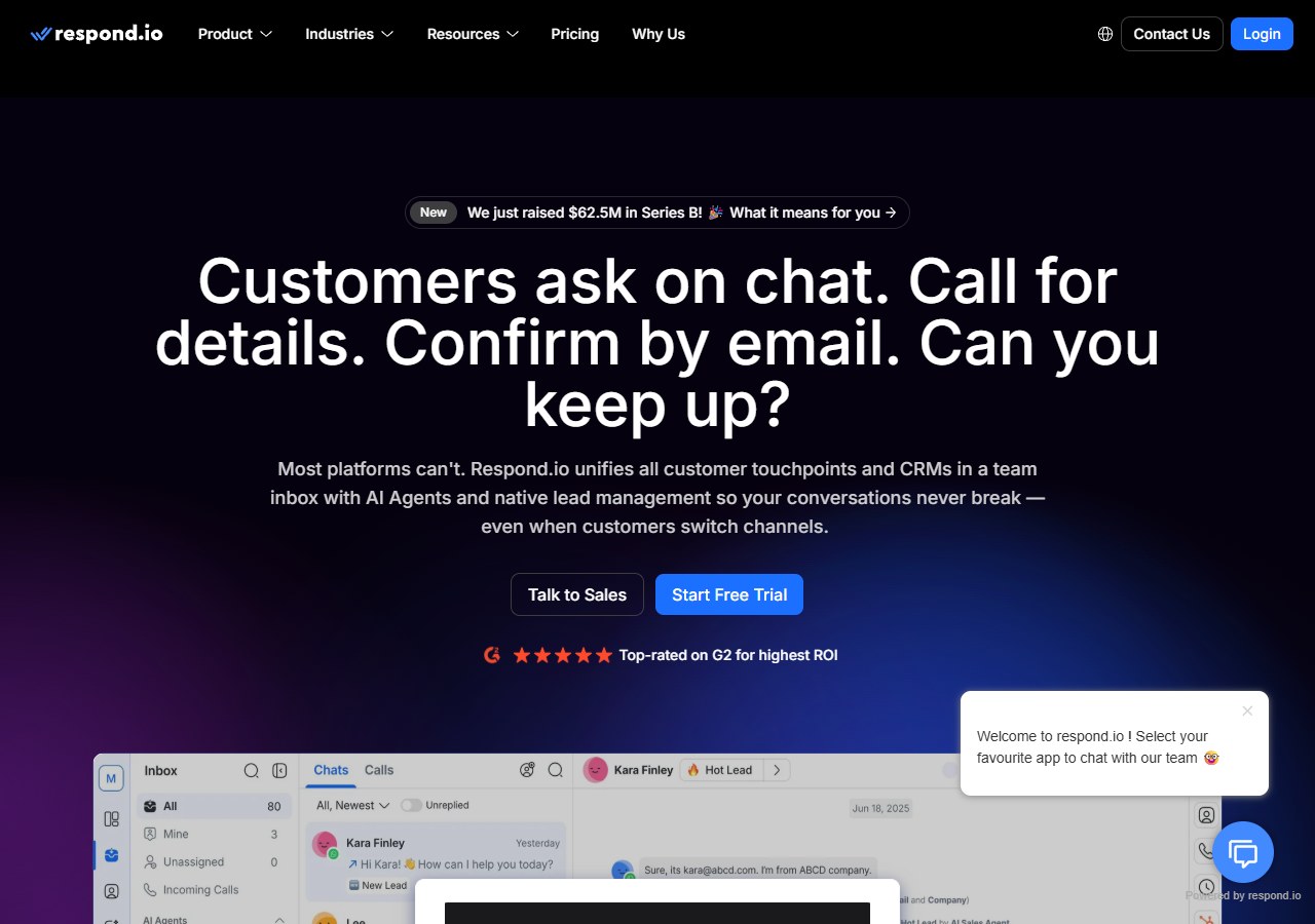 Respond.io WhatsApp AI chatbot platform
