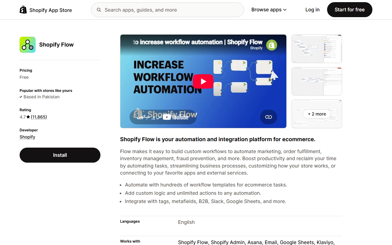 Shopify Flow app for native order routing and fulfilment workflow automation