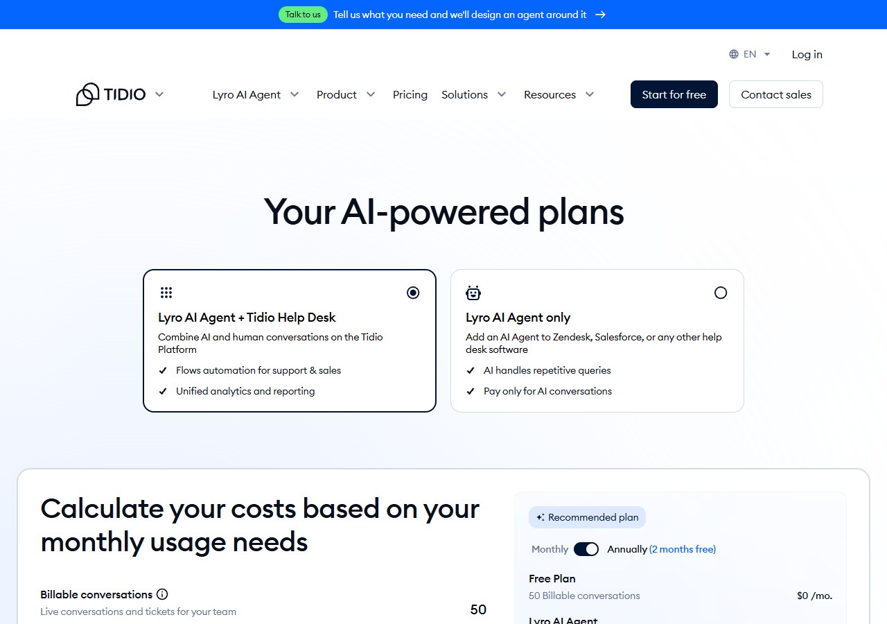 Tidio shopify pricing plan