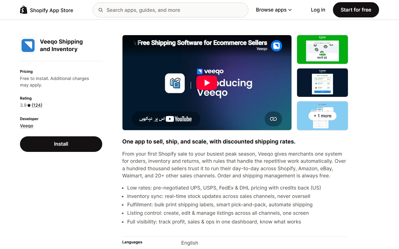 Veeqo Shopify app combining inventory and shipping management