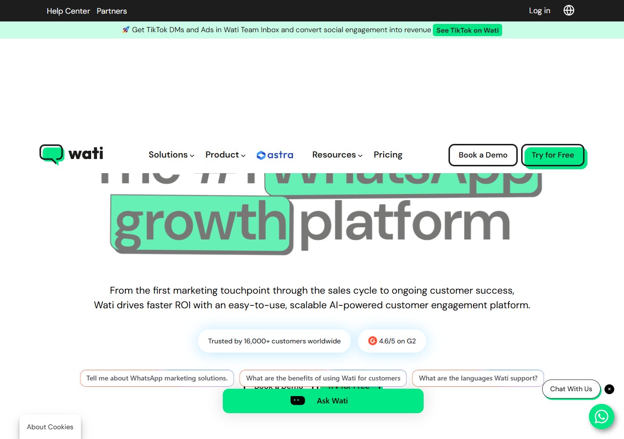 WATI WhatsApp Business chatbot