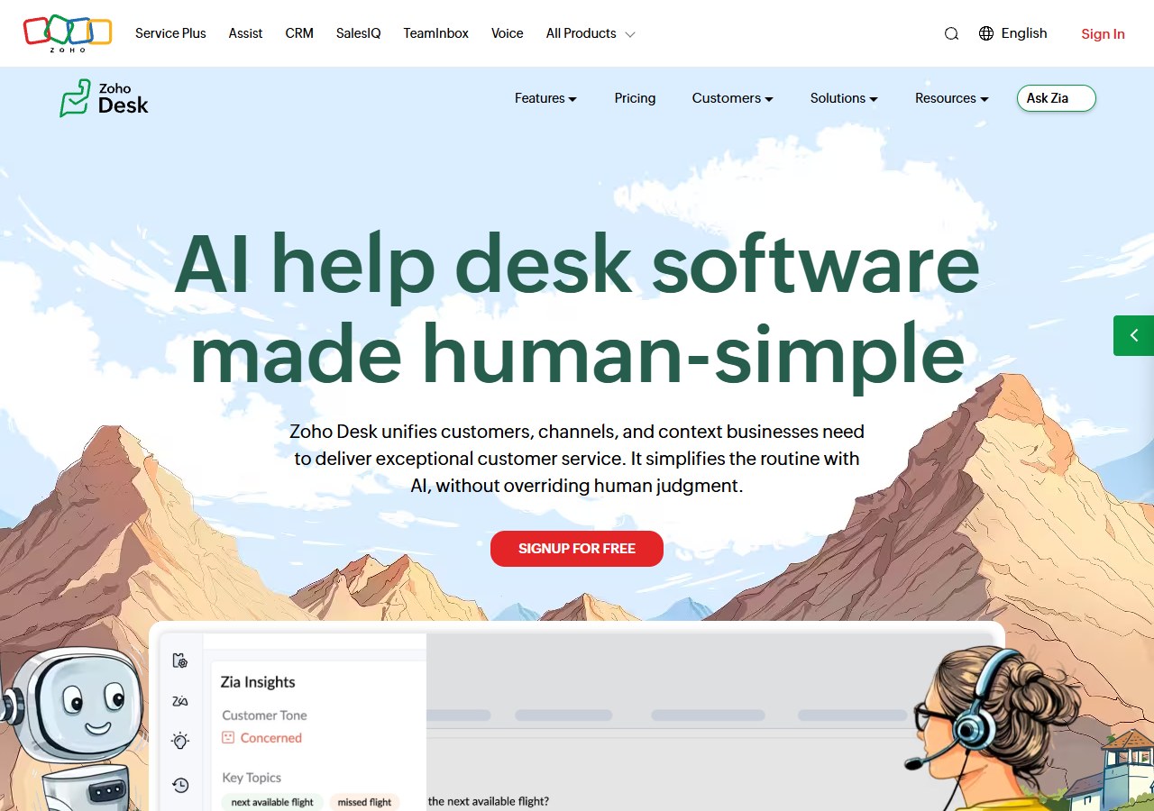 Zoho Desk customer support helpdesk